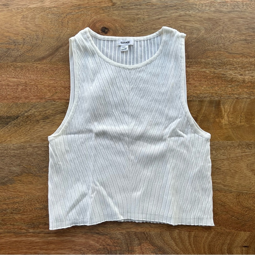 Garage White Rib Tank Top